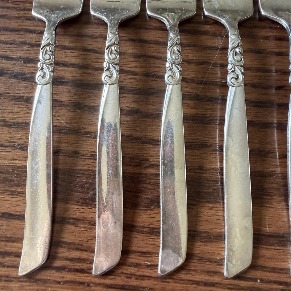 Vintage Oneida 1955 South Seas Salad Forks Silverplate Flatware SET OF 7